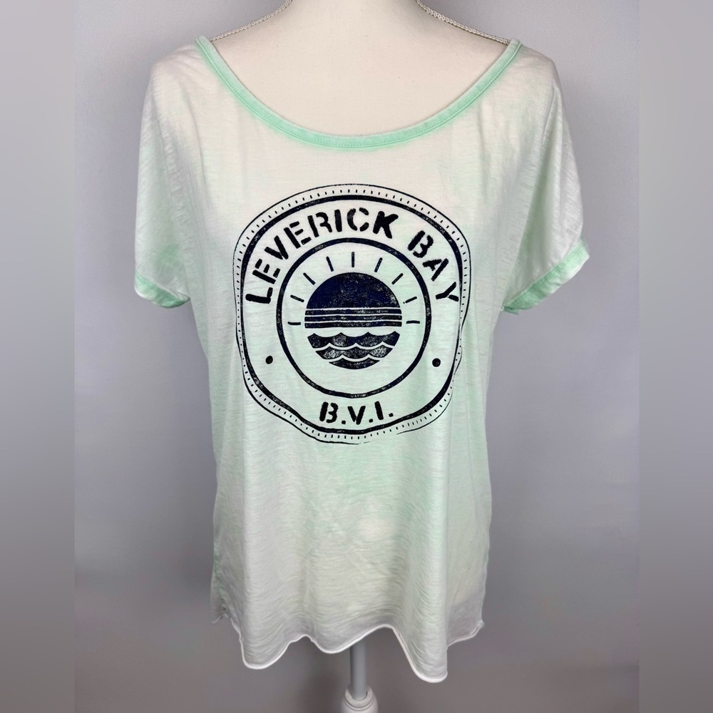 Leverick Bay BVI T-shirt Short Sleeves Oversized Lightweight Mint Green Size XL